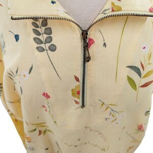 100% cotton breezy 1/4 zip popover coat in fresh yellow floral print large